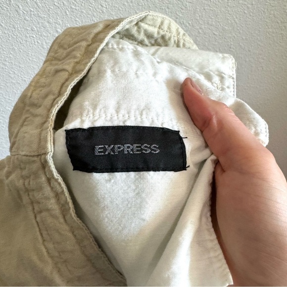 VTG Express Women's XL 100% Linen Pants Trouser Wide Leg Minimal Coastal Tan - Picture 5 of 11